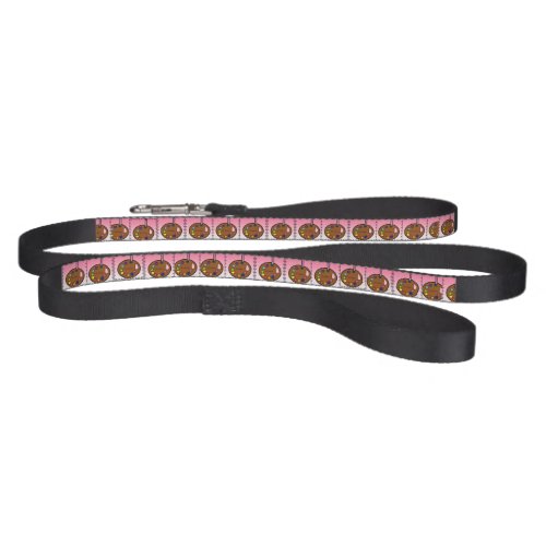 Black standard size dog leash with logo pattern