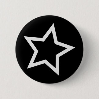 Black Star Bold White Outline Pinback Button