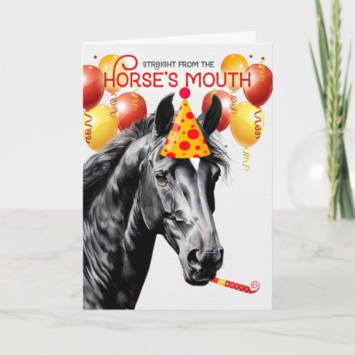 Black Star Diamond Horse Funny Birthday Card