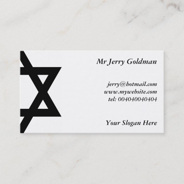 Black Star of David Business Card (Front)