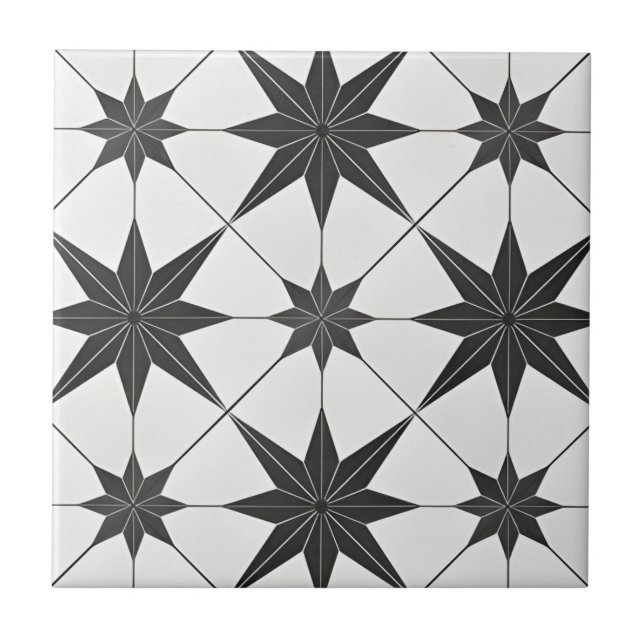 black star pattern classic black star tiles (Front)