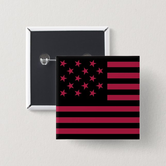 Black Star-Spangled Banner America Flag Button (Front & Back)