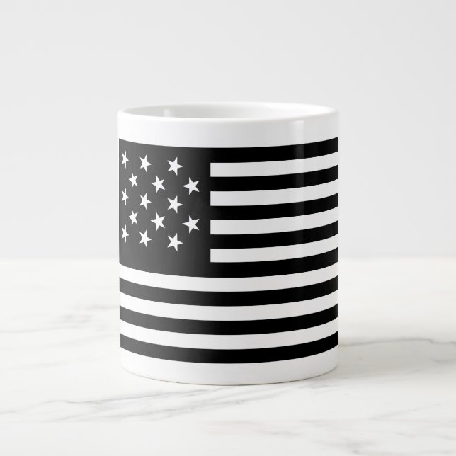 Black Star-Spangled Banner America Flag Giant Coffee Mug (Front)