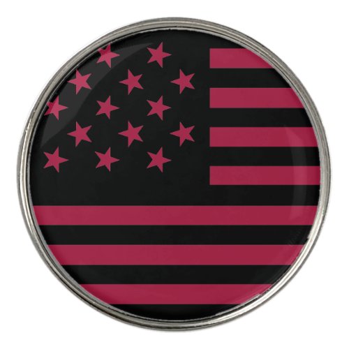 Black Star_Spangled Banner America Flag Golf Ball Marker