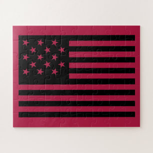 Black Star-Spangled Banner America Flag Jigsaw Puzzle