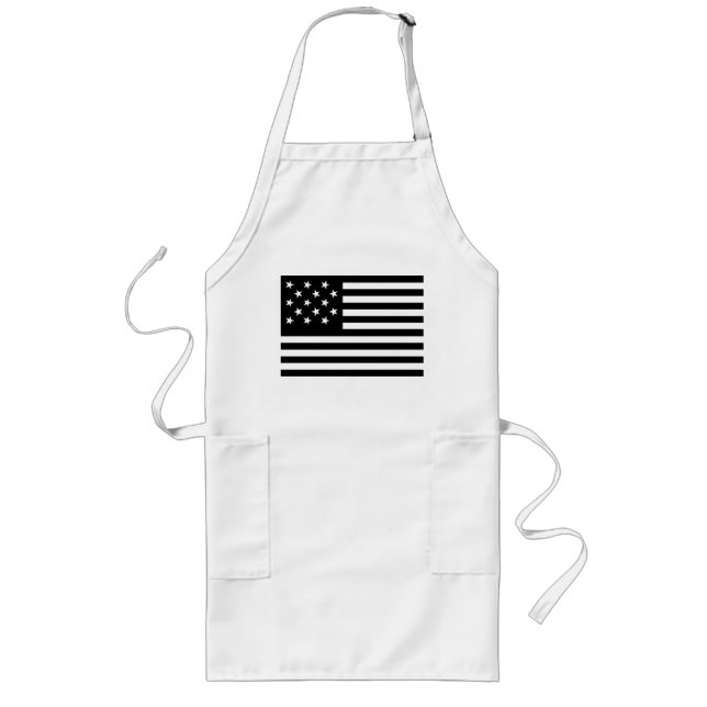 Black Star-Spangled Banner America Flag Long Apron (Front)