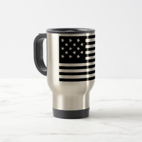 Black Star_Spangled Banner America Flag Travel Mug