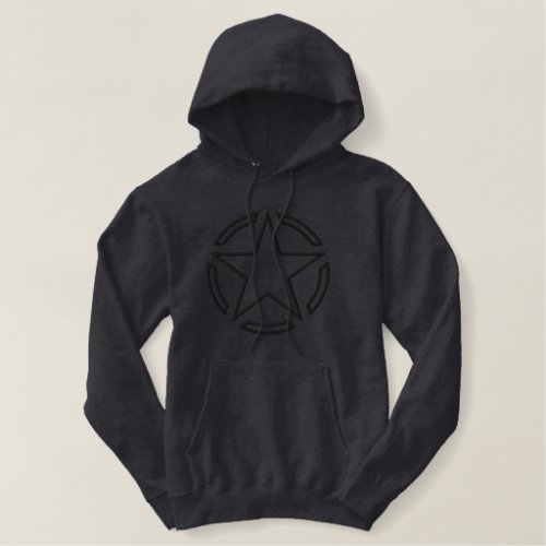 Black Star Vintage Tag Decal Outline Embroidery Embroidered Hoodie