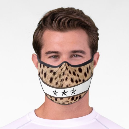 Black Star with cheetah pattern  Premium Face Mask