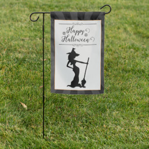 Black Starburst Witch Halloween Garden Flag