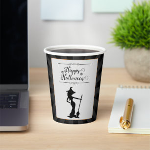 Black Starburst Witch Halloween Paper Cups