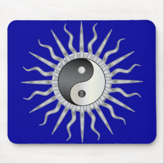 Black Starburst Yin Yang Mouse Pad