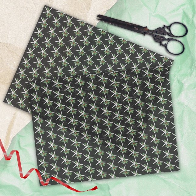 Black Starfish and Holly Christmas Tissue Paper (Creator Uploaded)