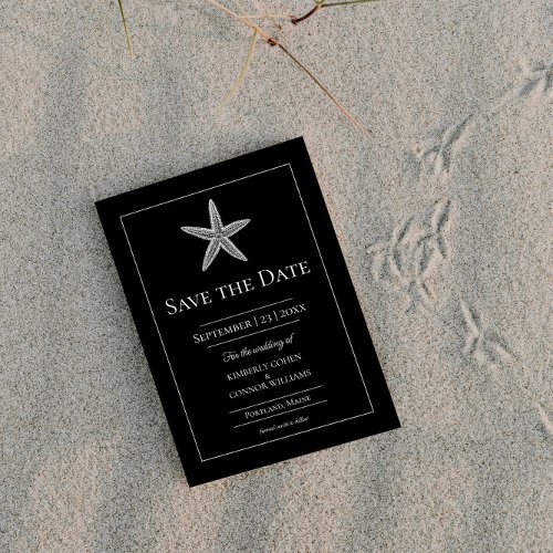 Black Starfish Monogram Photo Save The Date