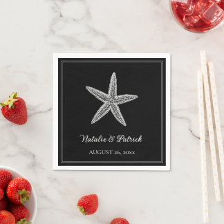 Black Starfish Wedding Napkins