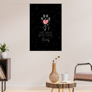 Black Starlight Pink Heart Paw Print Dog Memorial