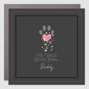 Black Starlight Pink Heart Paw Print Dog Memorial Car Magnet
