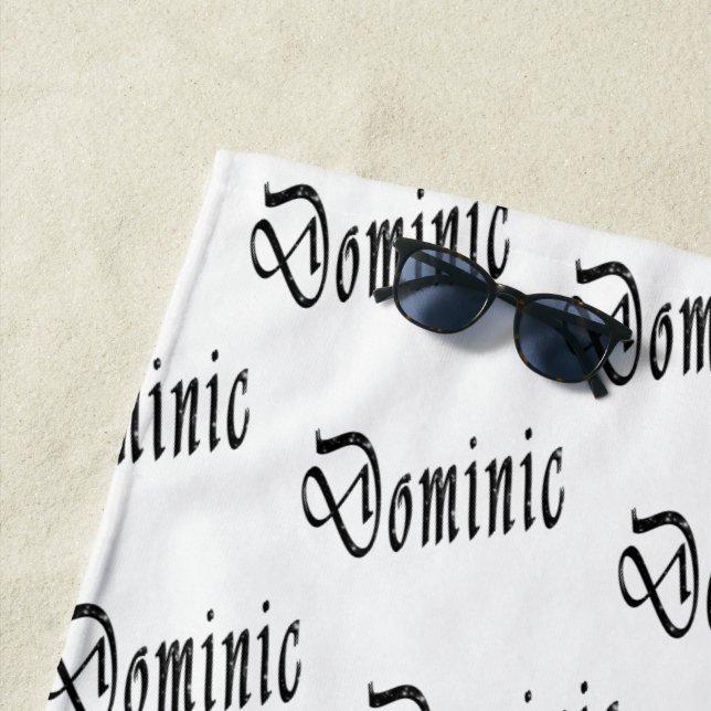 Black Starry Dominic Name, Beach Towel (In Situ)