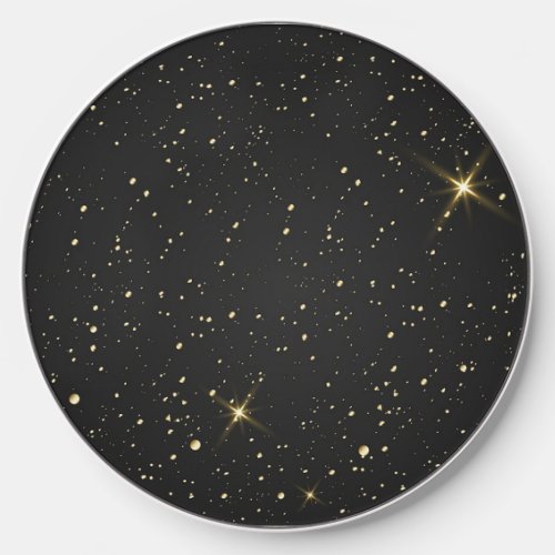 Black Starry Night Abstract Galaxy  Wireless Charger