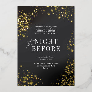 Black Starry Night Before Wedding Rehearsal Dinner Foil Invitation