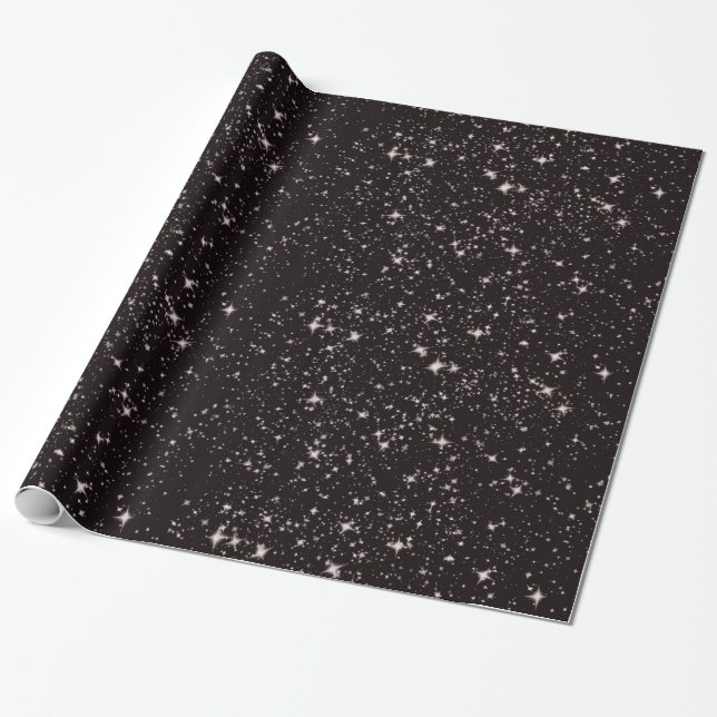 Black starry night sky wrapping paper (Unrolled)