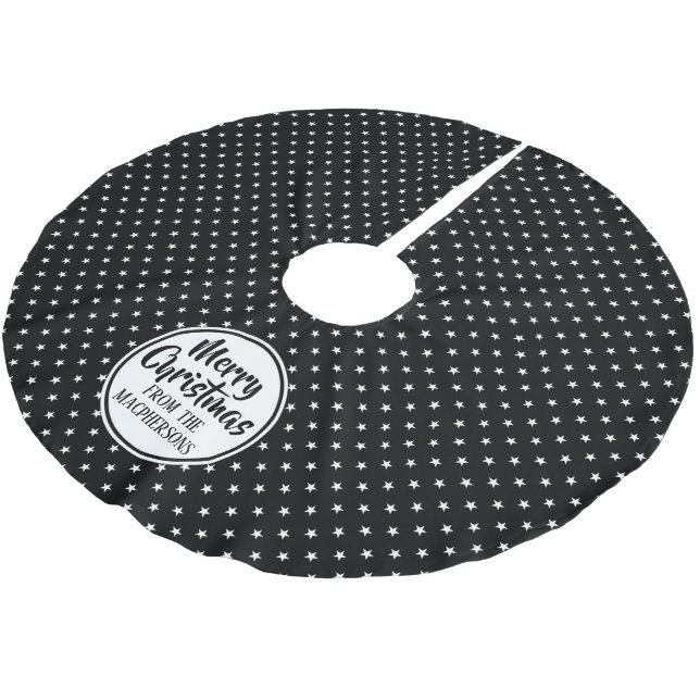Black Stars Christmas Tree Skirt (Angled)