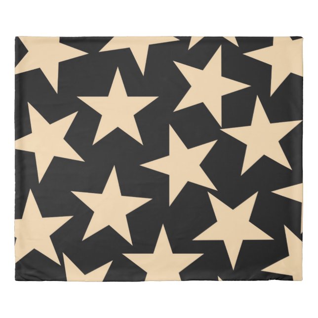 Black Stars Duvet Cover for Modern Bedroom Style (Front)