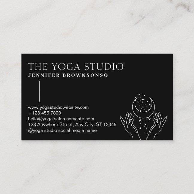 Black Stars Energy Healing Hands Moon Spiritual Business Card