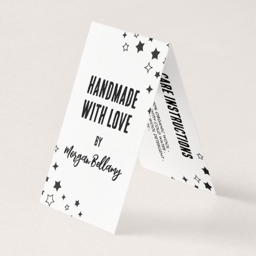 Black Stars Handmade With Love Hang Tag