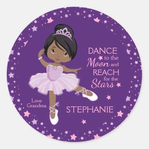 Black Stars  Moon Ballerina Classic Round Sticker