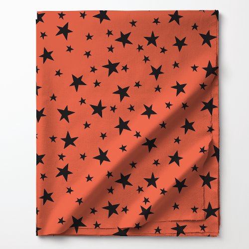 Black Stars On Orange Halloween Party Fabric