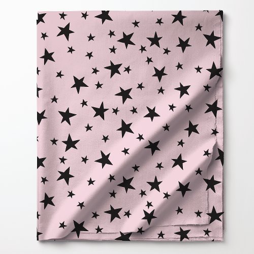 Black Stars On Pastel Pink Celestial Fabric