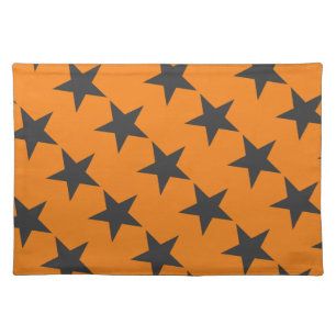 Black Stars on Pumpkin Orange Placemat