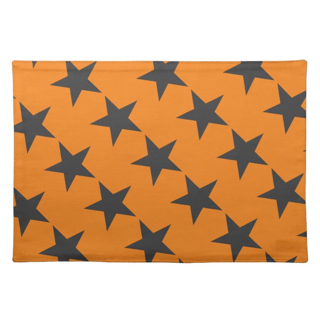 Black Stars on Pumpkin Orange Placemat (Front)