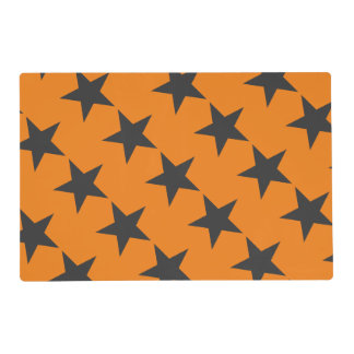 Black Stars on Pumpkin Orange Placemat
