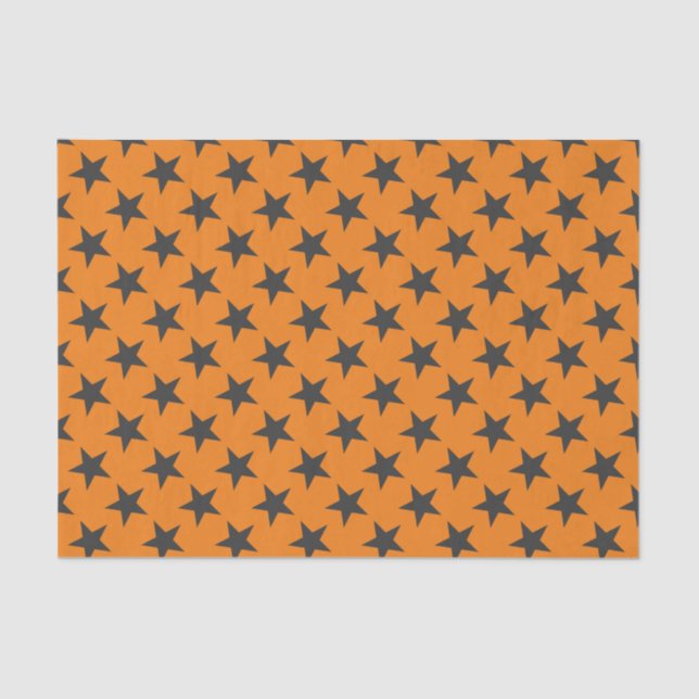 Black Stars on Pumpkin  Tissue Paper (Front)