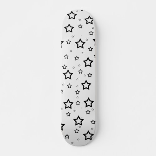 Black Stars on White Background Skateboard