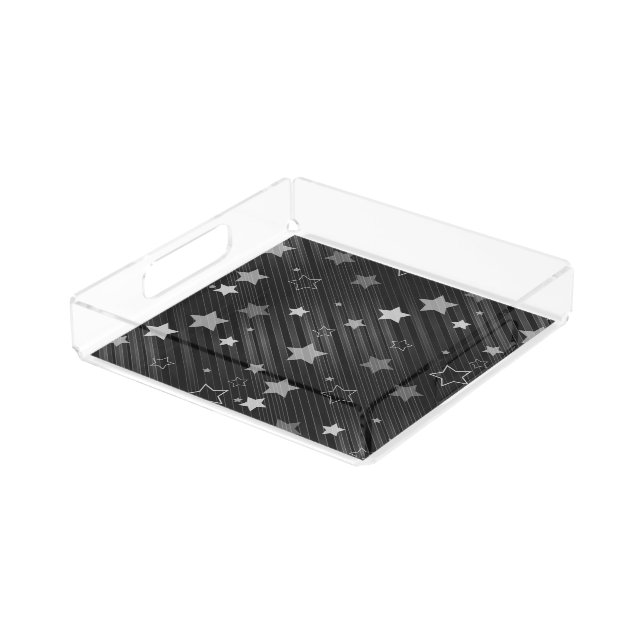 Black Stars Pattern Acrylic Tray (Angled)