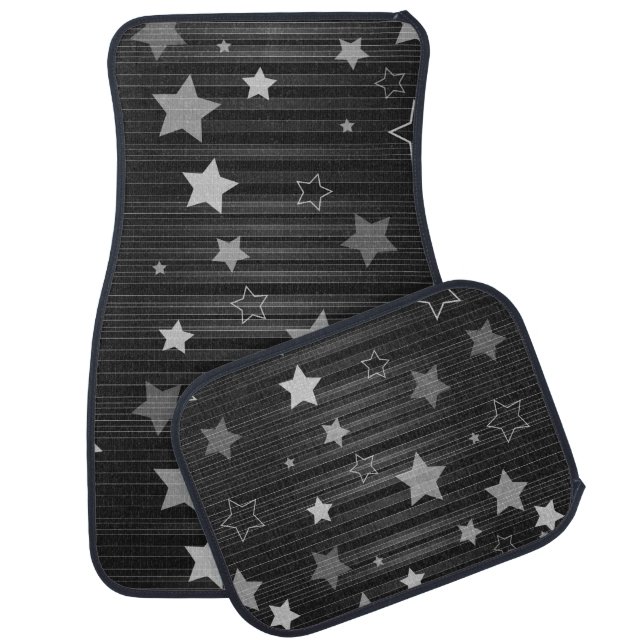 Black Stars Pattern Car Mat (Set)