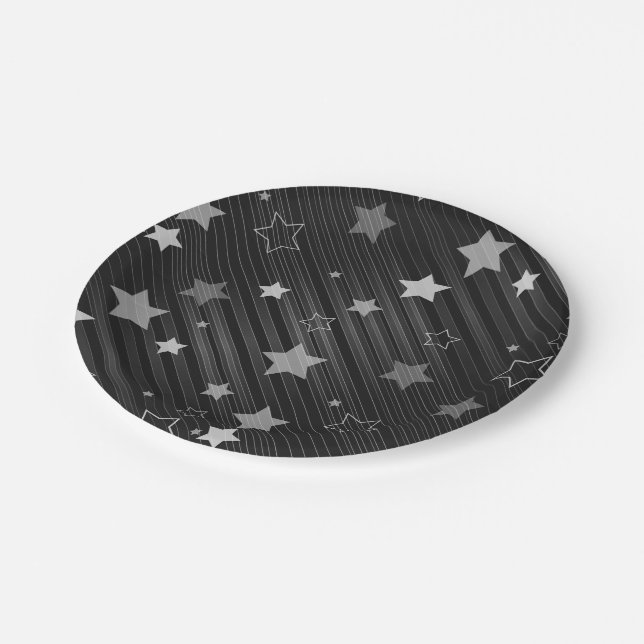 Black Stars Pattern Paper Plates (Angled)
