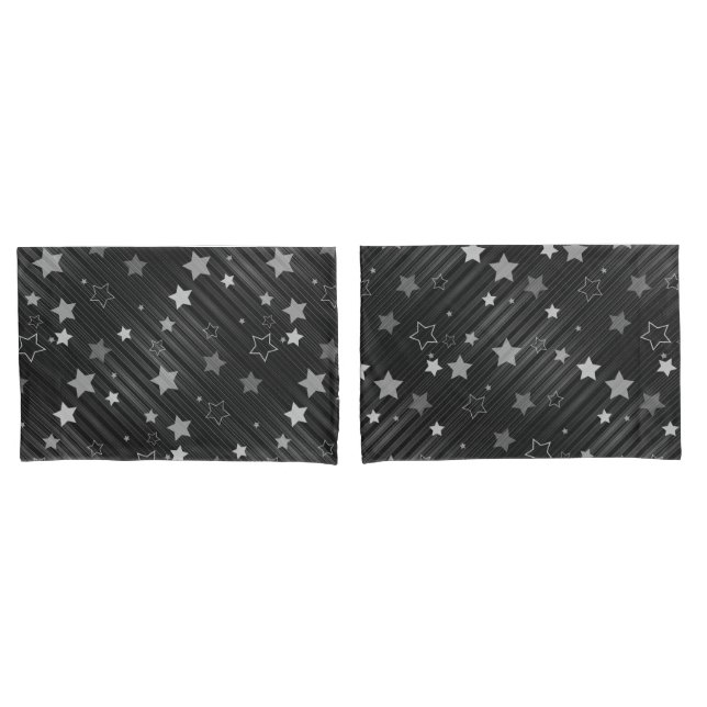 Black Stars Pattern Pillow Case (Front-Set)
