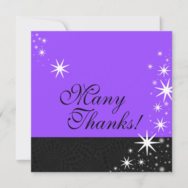 Black Stars Quinceañera Many Thanks Note Card (Front)