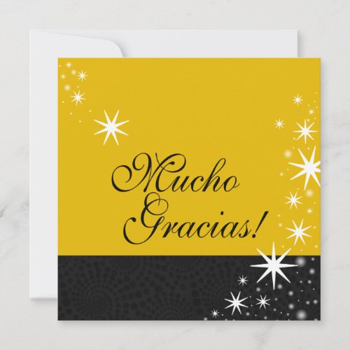 Black Stars Quinceaera Mucho Gracias Note Card