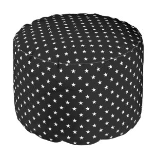 Black Stars Round Pouf