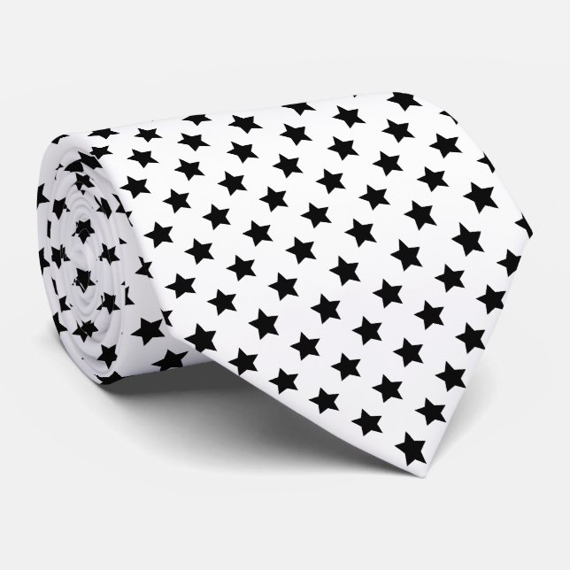 Black Stars Your Background Color Tie (Rolled)