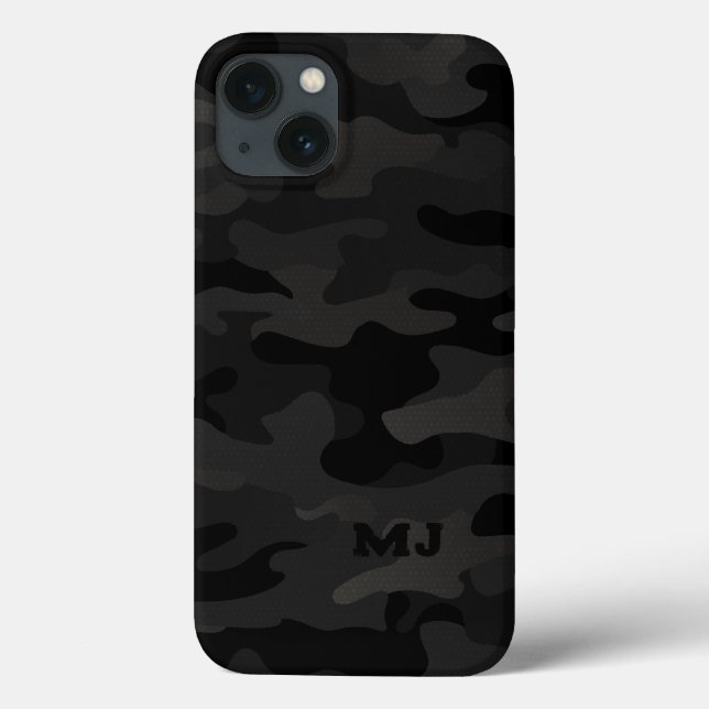 Black Stealth Camo with Initials Case-Mate iPhone Case (Back)