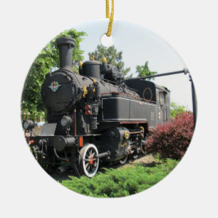 Black Steam Engine Train Ornament