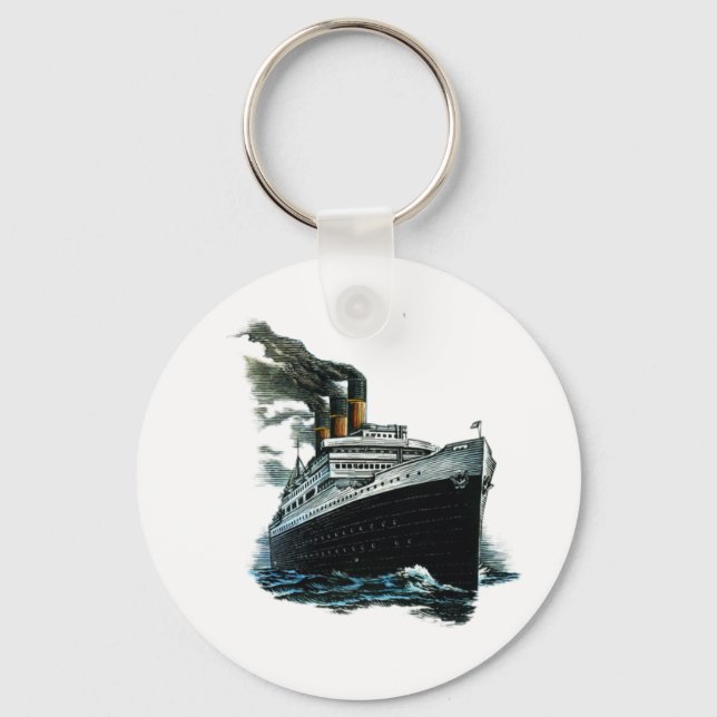Black steamer ship keychain (Front)