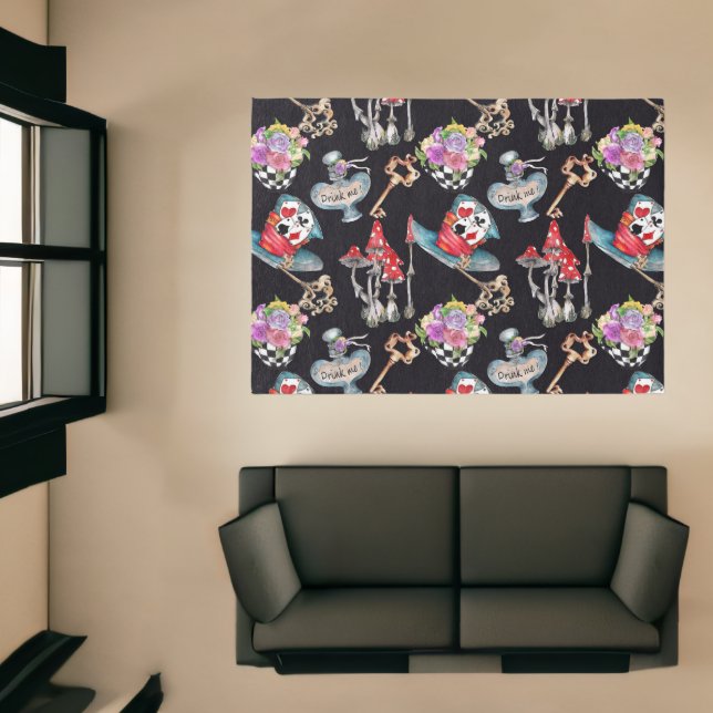 Black Steampunk Alice in Wonderland  Rug (Insitu (Indoor 1))