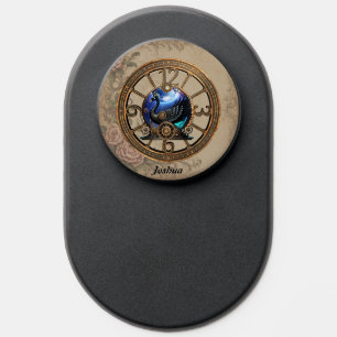 Black steampunk swan with clocks and gears. PopSocket